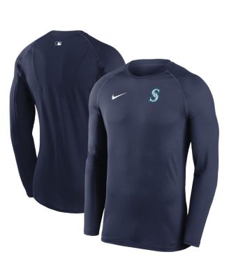 Nike - Men's Navy Seattle Mariners Base Layer Thermal Long Sleeve Raglan Performance T-Shirt