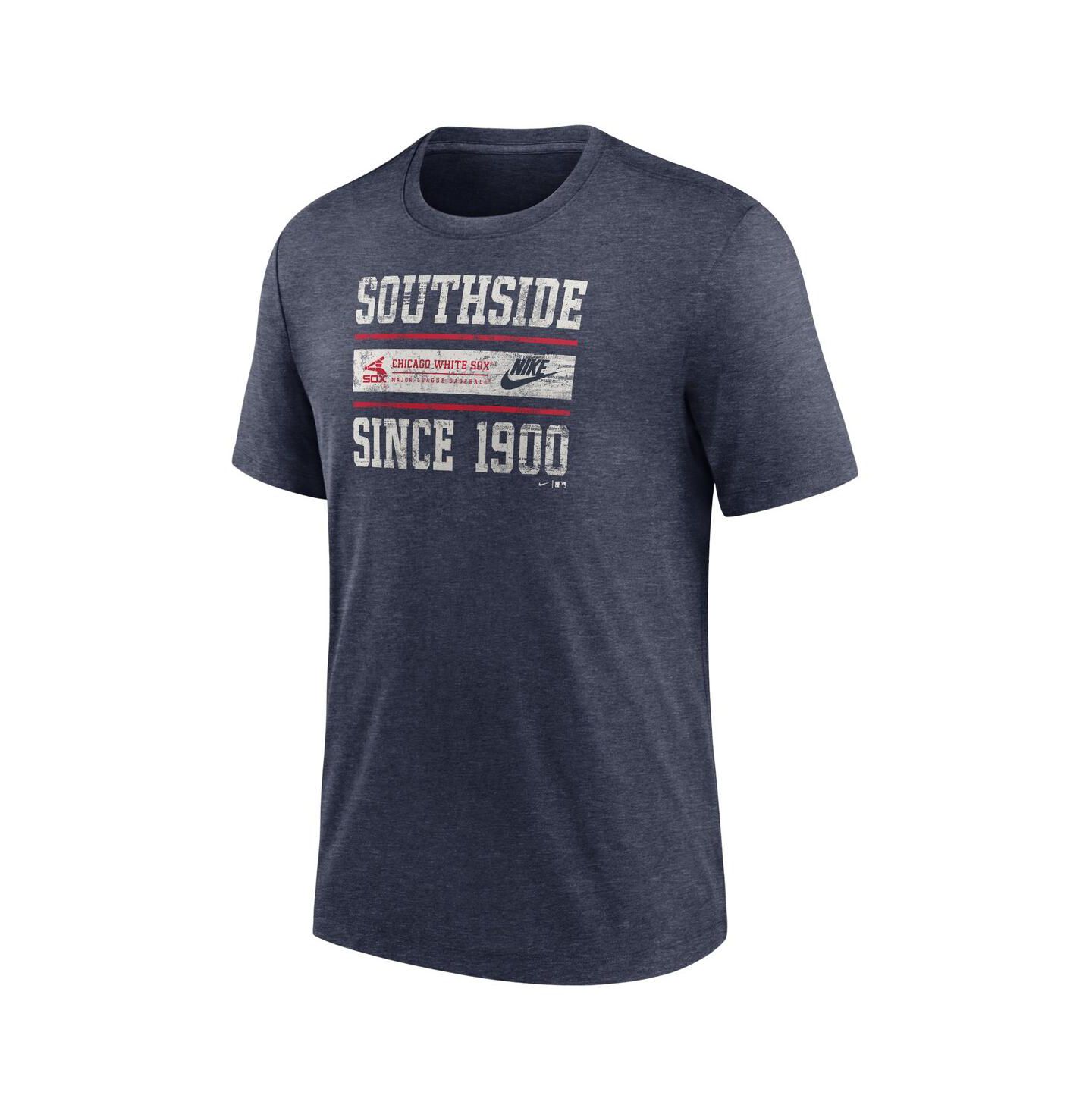 Мужская футболка Nike Heather Navy Chicago White Sox Cooperstown Collection Local Stack Tri-Blend — фото 2