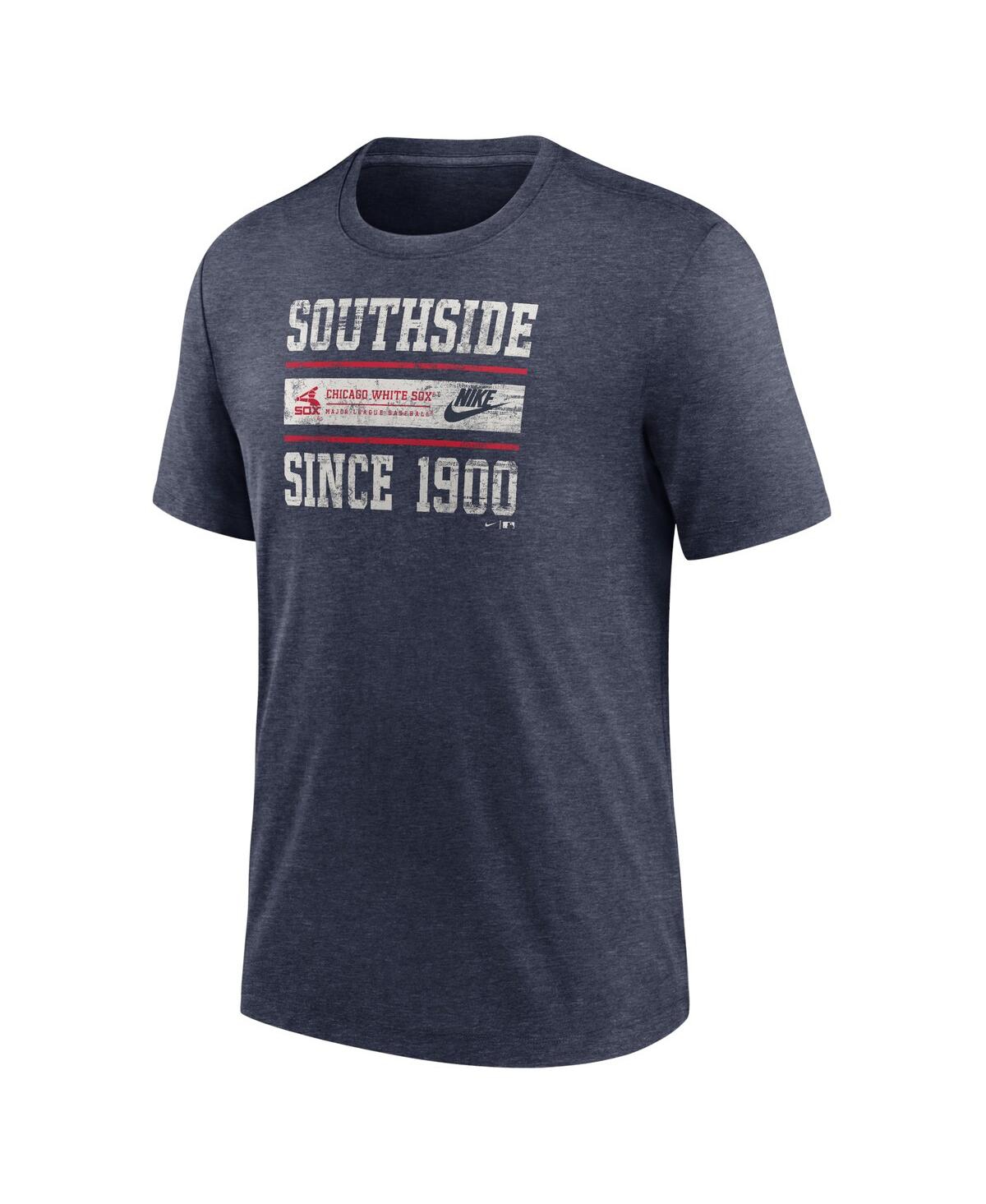 Nike Men's Heather Navy Chicago White Sox Cooperstown Collection Local Stack Tri-blend T-shirt In Blue