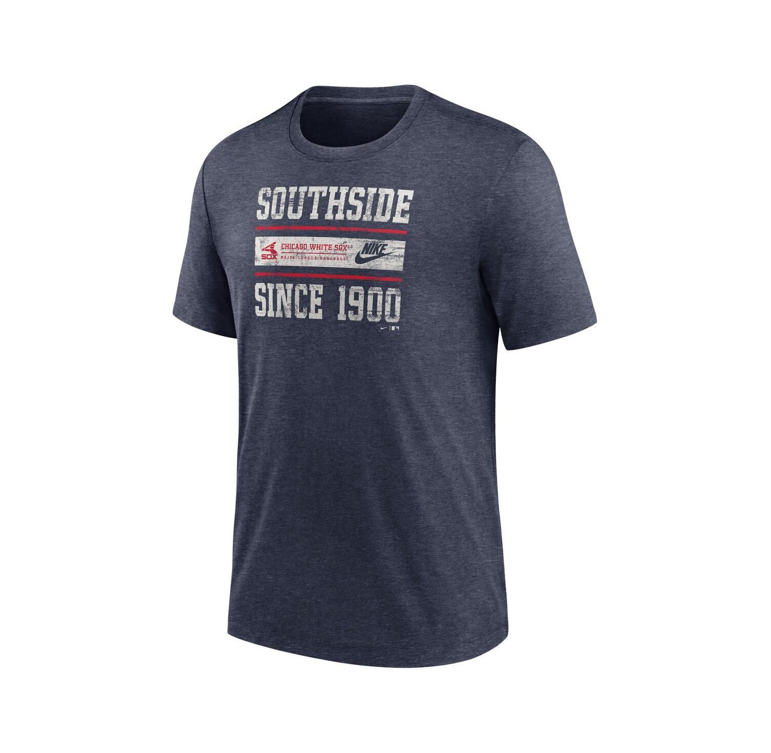 Men's Heather Navy Chicago White Sox Cooperstown Collection Local Stack Tri-Blend T-Shirt