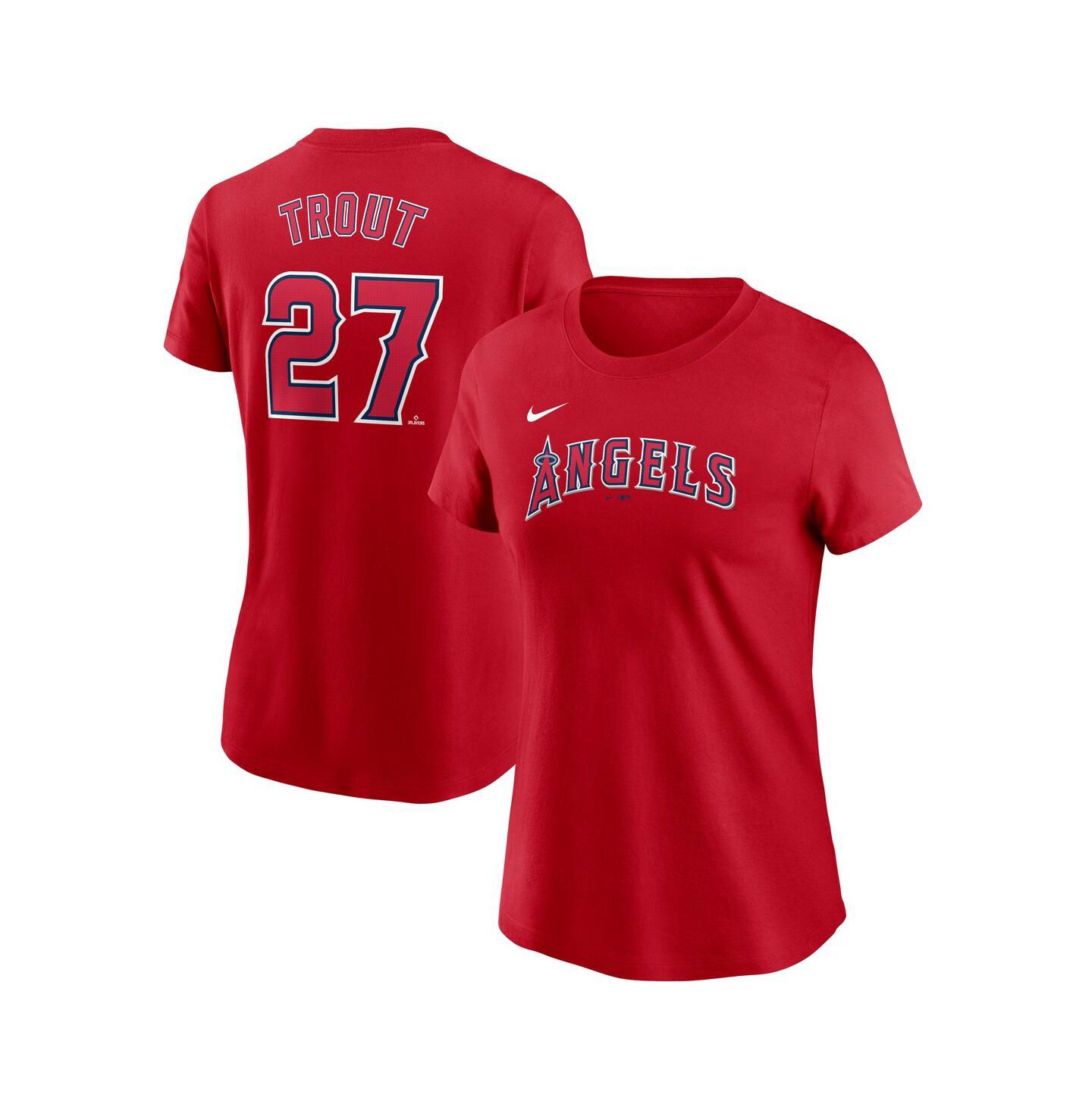 Женская футболка Nike Mike Trout Red Los Angeles Angels Fuse Name & Number — фото 1