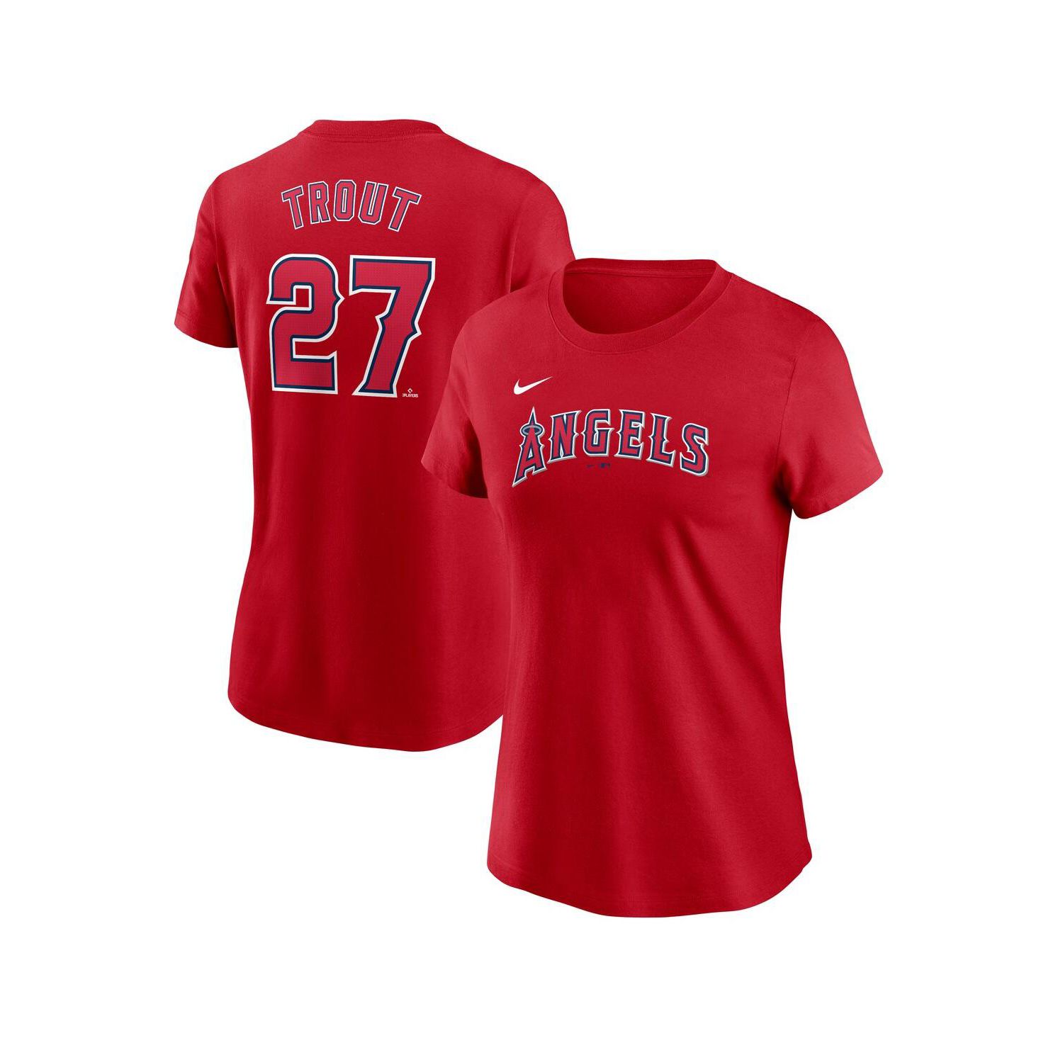 Women's Mike Trout Red Los Angeles Angels Fuse Name & Number T-Shirt