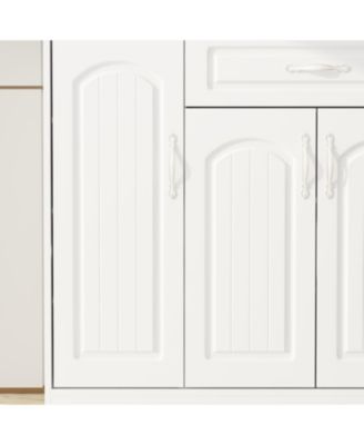 Single-drawer 4-door shoe cabinet, white multi-functional shoe rack, movable shelves