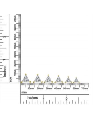 Set of 2 Triangle Clear Cubic Zirconia Stud Earrings Gold Plated Sterling Silver