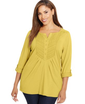 Charter Club Plus Size Pintucked Bib Top, Only at Macy's - Tops - Plus ...