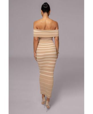 Women's Off The Shoulder Striped Dress