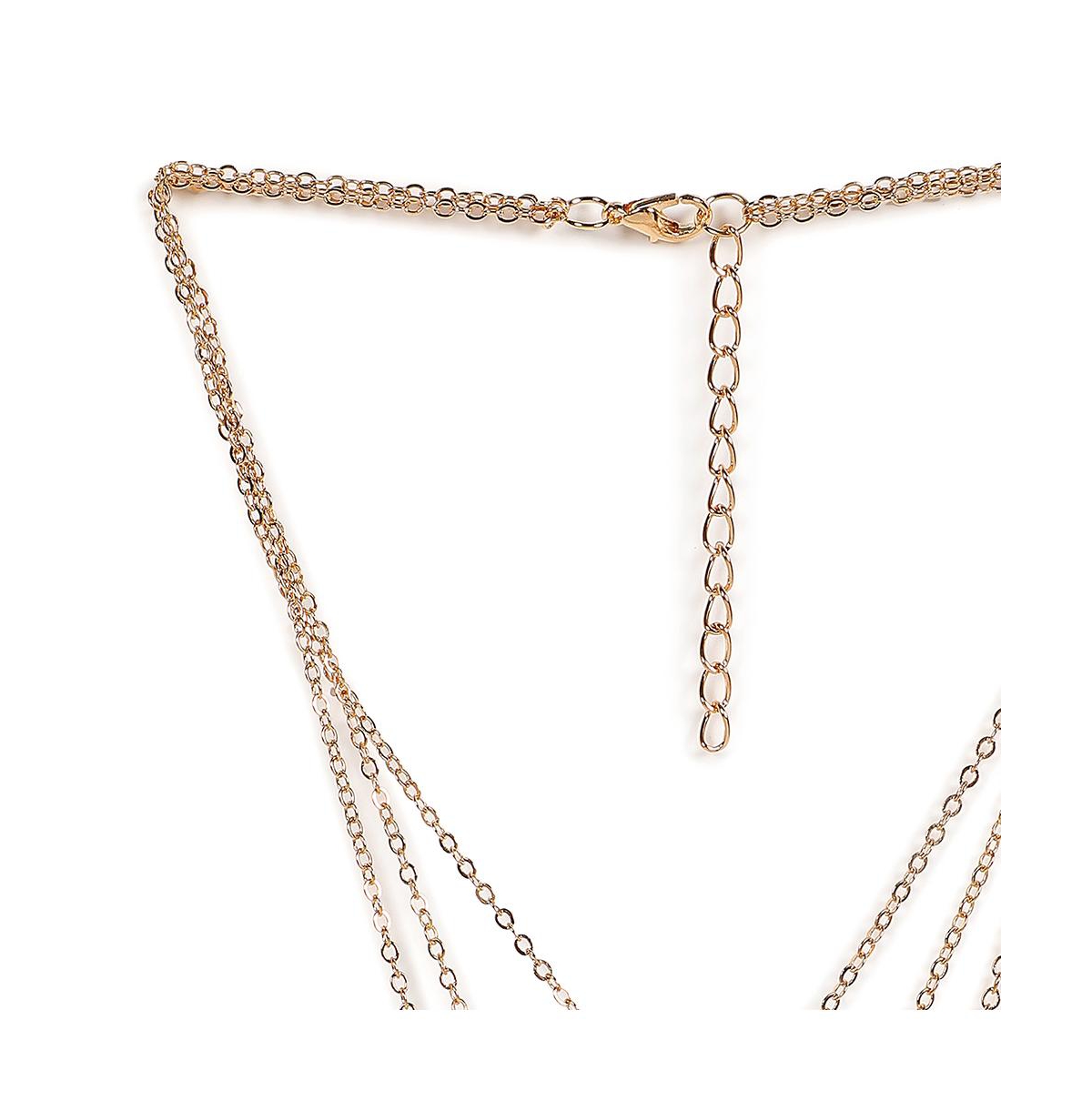 Sohi Women's Gold Plated Designer Stone Multi-layer Necklace In Gold