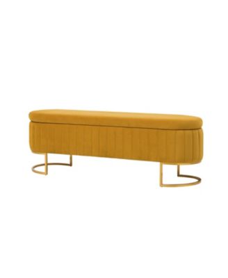 Sara Modern Storage Bench with Metal Legs and Channel Tufted