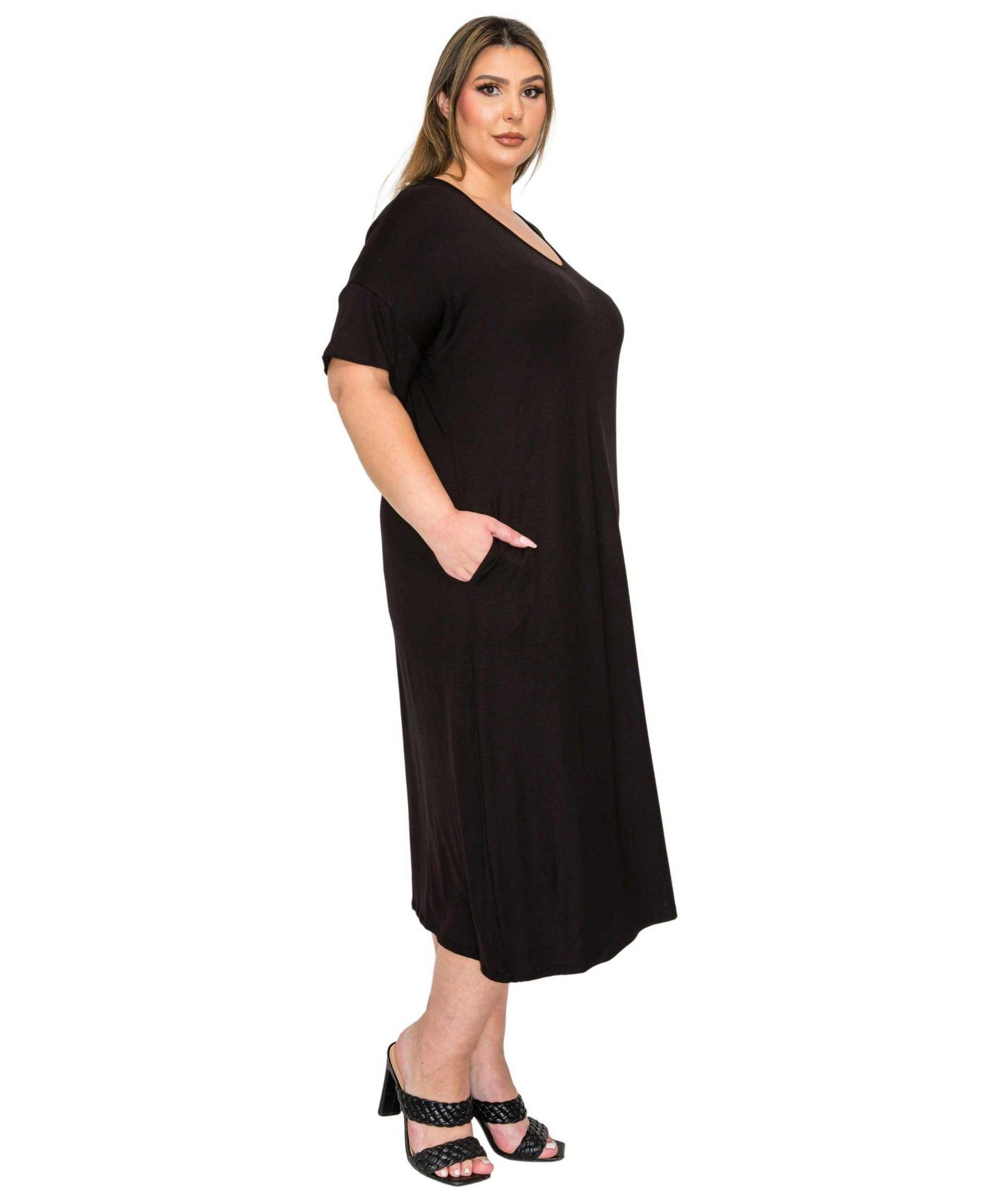 Женское платье L I V D Plus Size Olivia Pocket Midi, цвет: Чёрный — фото 2