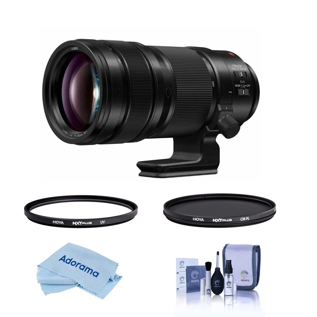 Panasonic Lumix S Pro 70-200mm f/2.8 O.i.s. Lens for L Mount, Bundle with Hoya Nxt Plus 82mm Uv+Cpl Filter Kit, Cleaning Kit, Cleaning Cloth