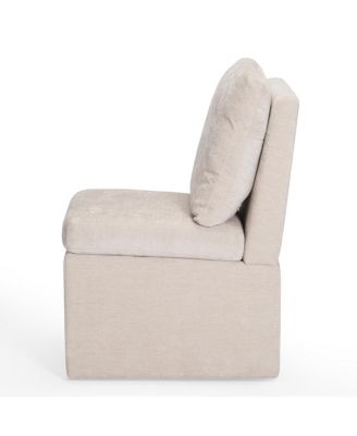 Modern 2-Piece Upholstered Chenille Armless Dining Chairs with Casters