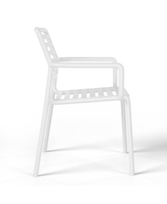 Outdoor Stackable Polypropylene Plastic Resin Dining Armchairs (Set of 4)