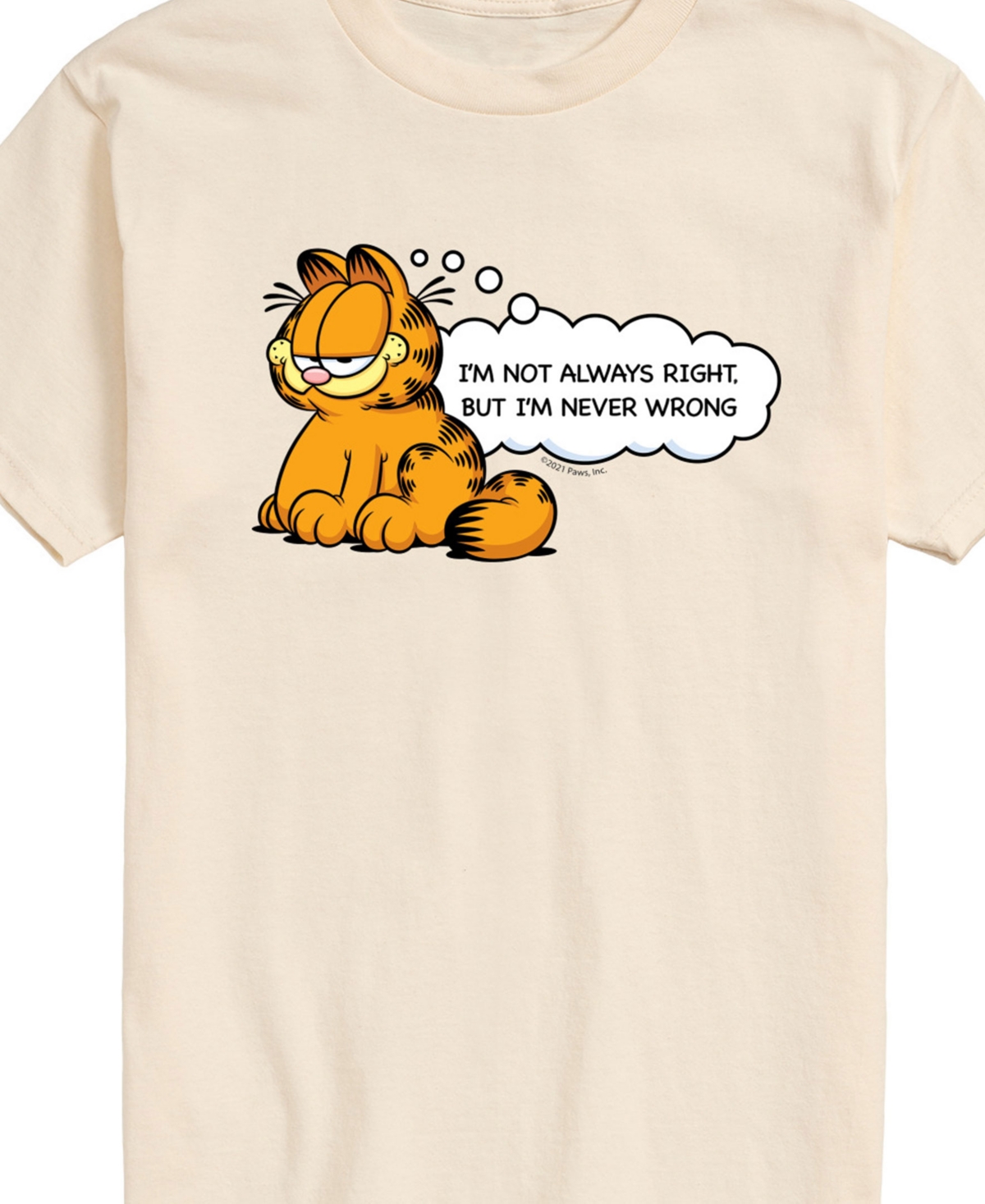 Airwaves Men's Garfield Always Right Short Sleeve T-shirt In Beige