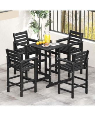 Patio Adirondack Bar Chairs Set of 2 with Wide Armrests & Footrest Backrest