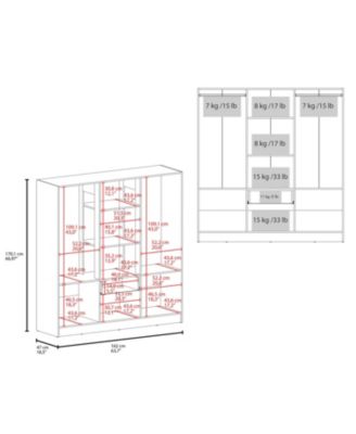 Olin 6-Door Wardrobe with Shelves and Drawer, Multistorage.