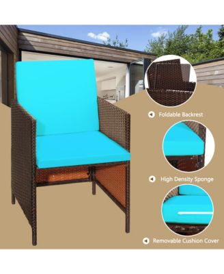 9PCS Rattan Wicker Dining Set Patio Outdoor Furniture Set w/ Cushion