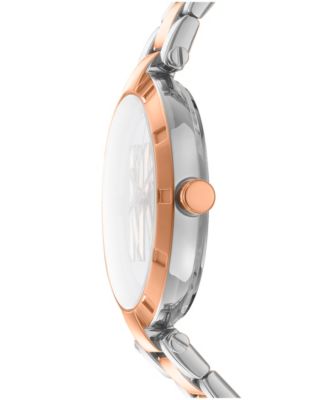 Women's Essential Logo Dark Blue Dial Red Gold Two-Tone Stainless Steel Bracelet Watch 38mm