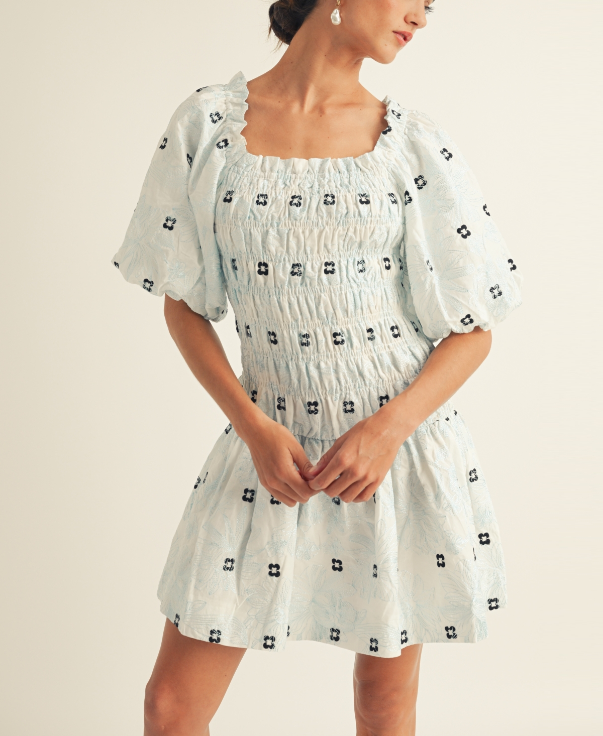 Arose Studio, Inc Women's Jasmine Smocked Puff-sleeve Ruffled Dress