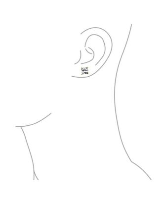Set of 2 Square Princess CZ Stud Earrings Silver Gold Sterling Silver