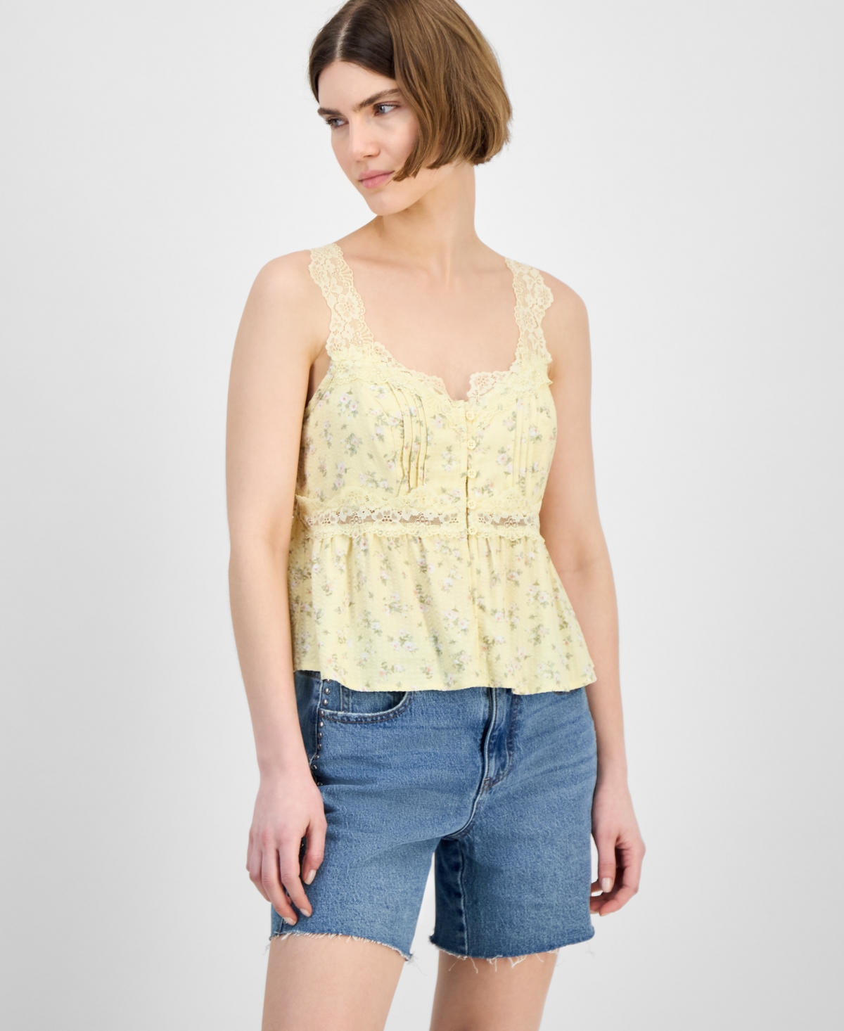 And Now This Women's Lace-trim Floral Peplum Top, Exclusvely At Macy's