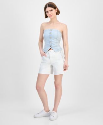 And Now This - Women's High-Rise Stud-Trim Denim Shorts
