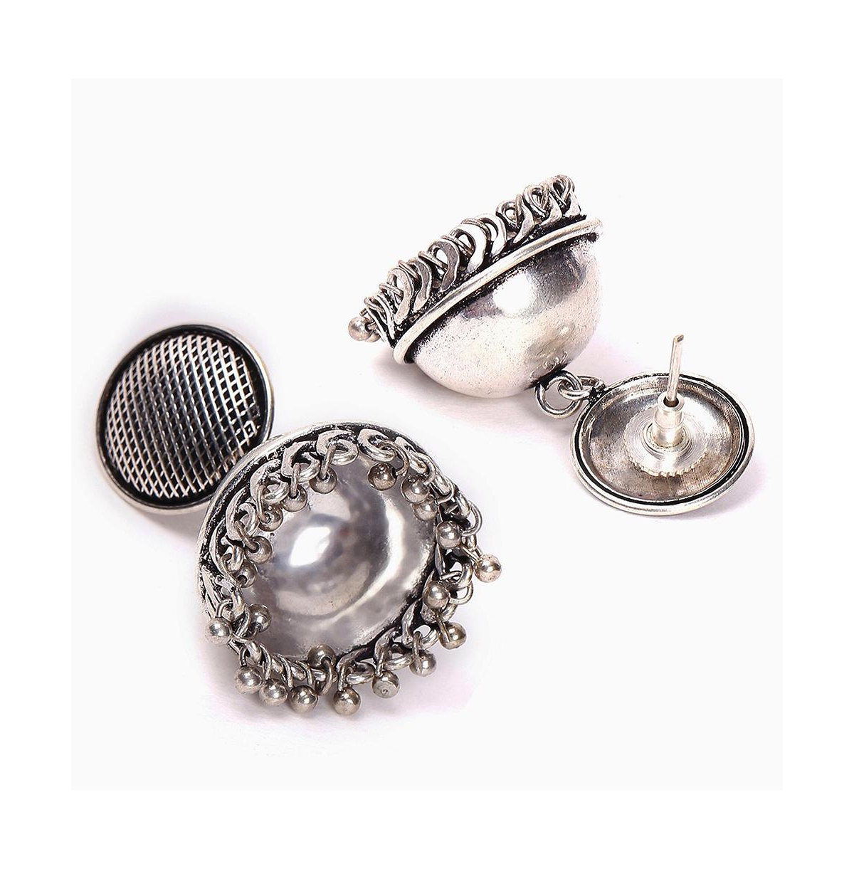 Sohi Women's Silver Plated Designer Jewellery Set In Red