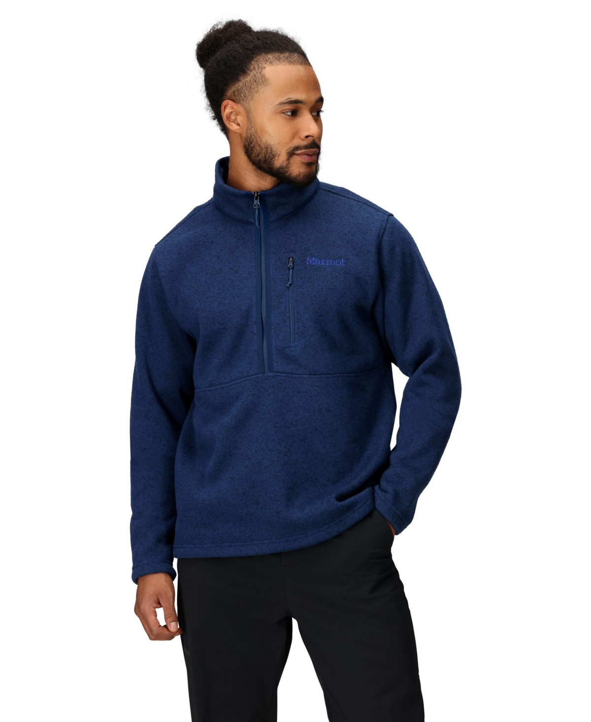 Marmot Men's Drop Line Half Zip Sweatshirt In Arctic Navy Heather