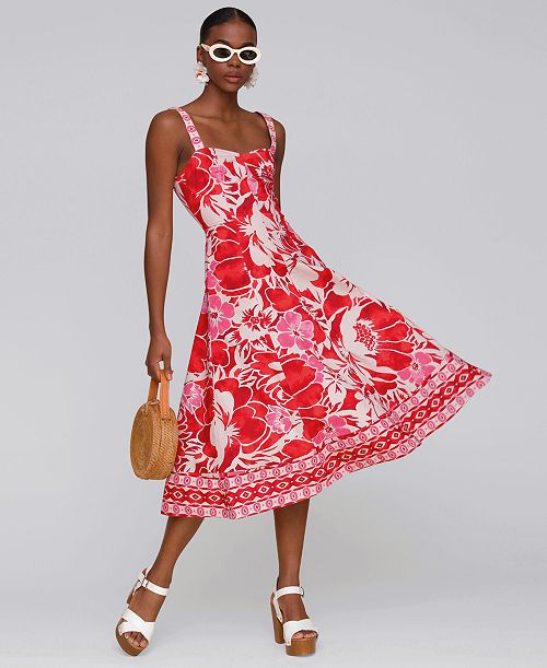 alfani Avec Les Filles Women's Fit & Flare Floral-Print Midi Dress Women's Fashion Shoes & Accessories