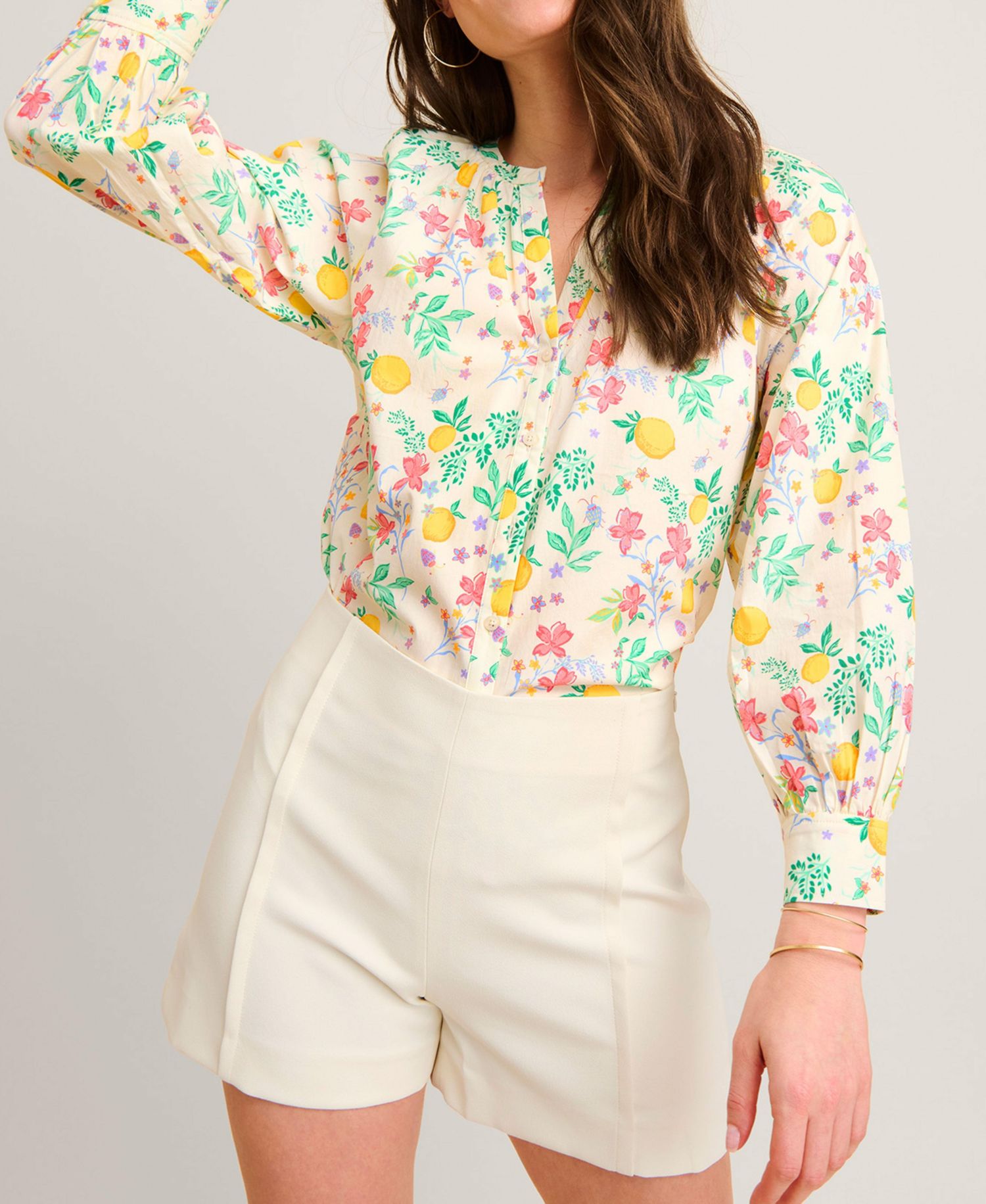 Women's Stretch Cotton Lemon Print Carrie Shirt