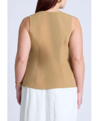 Women's Plus Size Button Detail Sleeveless Top