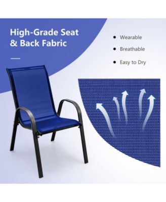 4 Pieces Stackable Patio Dining Chairs Set with Armrest