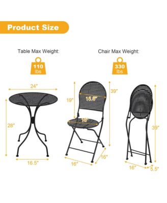 3 PCS Patio Bistro Set All-weather Metal Table & Chair Set for 2 Person Modern Furniture Set