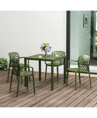 5-Piece Outdoor Square Dining Table Patio Set with Stackable Patio Dining Chairs