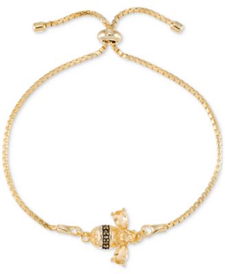 Macy's - Citrine (2 ct. t.w.) & Marcasite Bee Bolo Bracelet in 18k Gold-Plated Sterling Silver