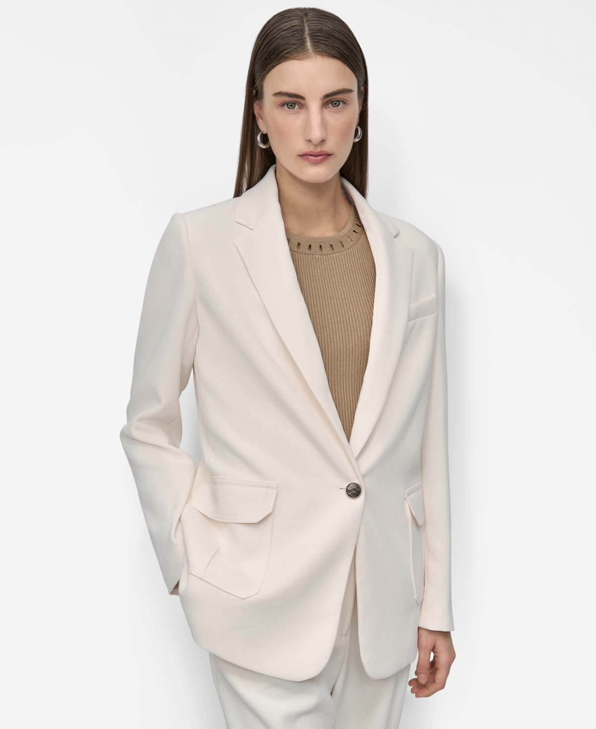 Women's Aero Crepe Notch-Collar One-Button Blazer - Coconut