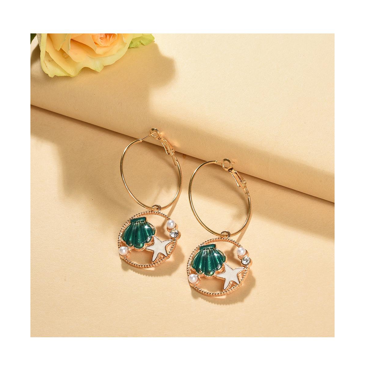 Sohi Women's Under-the-sea Hoop Earrings In Green