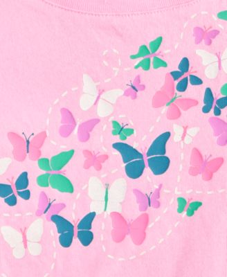  Toddler Girls Butterflies Glitter-Print Tee, Exclusively at Macy's