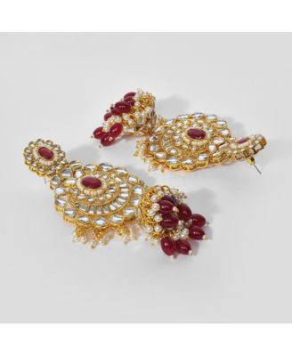 Women's Gold Plated Kundan Beaded Jewellery Set