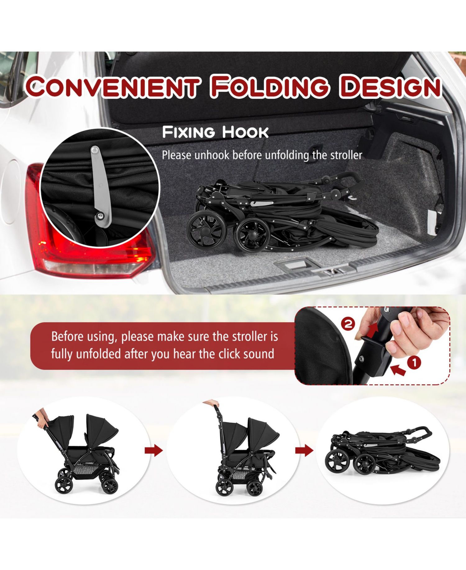 Baby Twin Double Stroller Lightweight Travel Stroller Pushchair