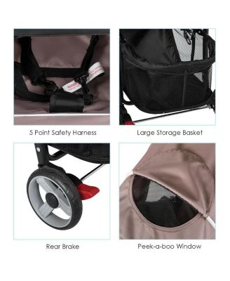 Toddler Foldable Lightweight Stroller Travel Pushchair 5-Point Safety System