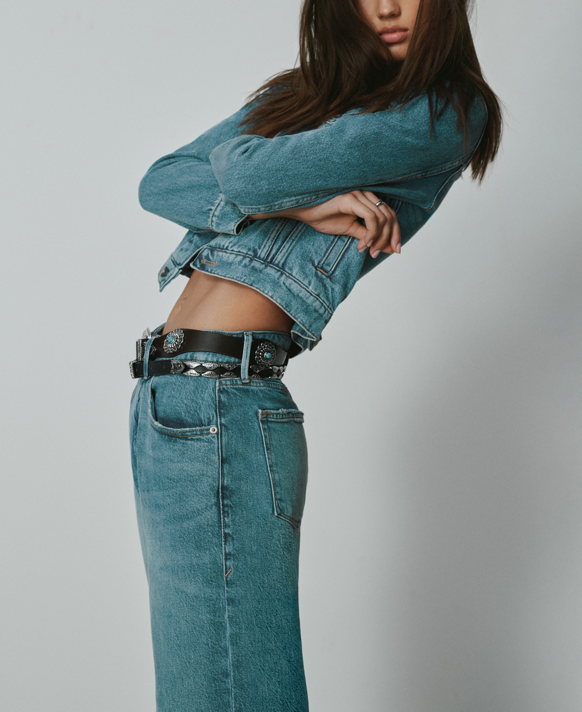 GOOD AMERICAN WOMEN'S SKINNY FAUX-LEATHER WESTERN BELT 