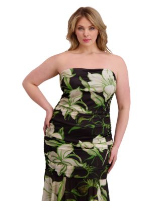 Plus Size Ruched Asymmetric-Hem Midi Dress