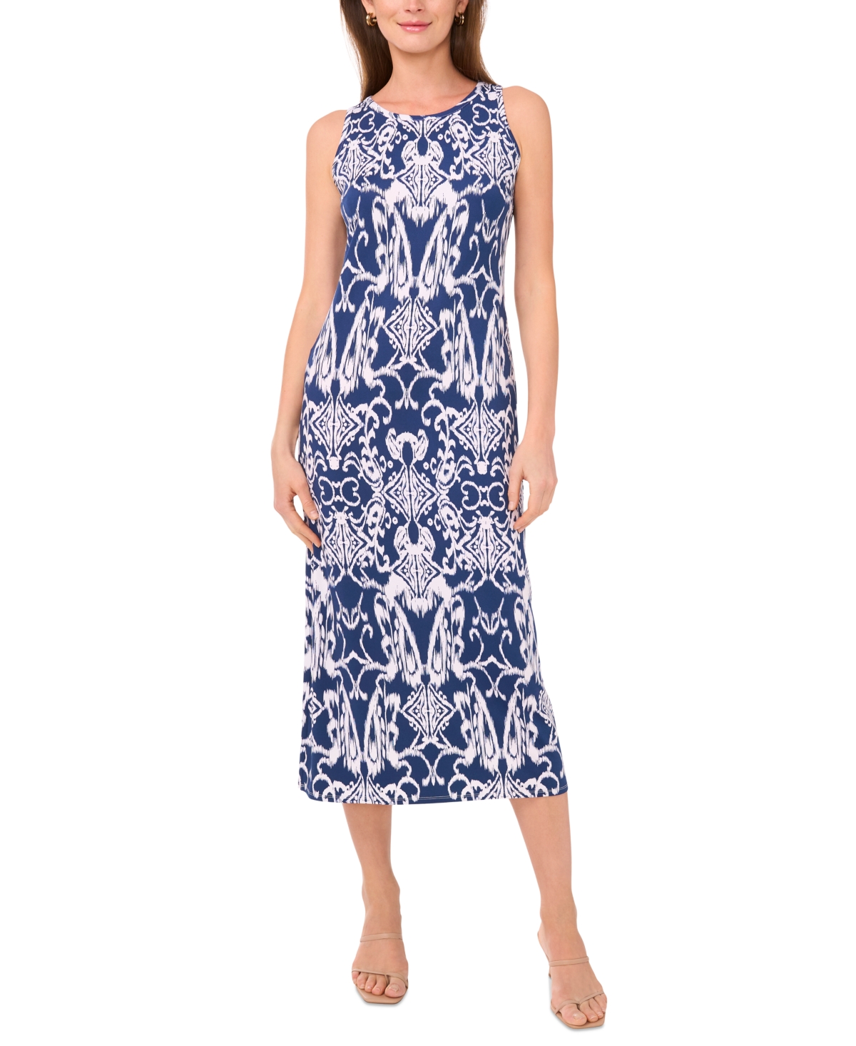 Msk Petite Printed Keyhole-back Sleeveless Maxi Dress