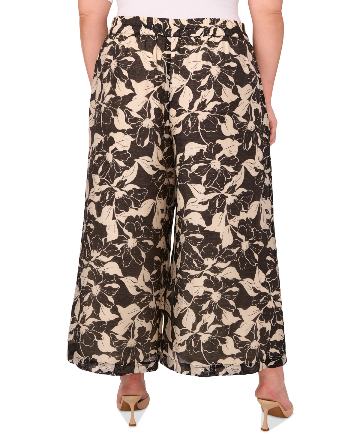 Shop Vince Camuto Plus Size Floral-print Drawstring Pants