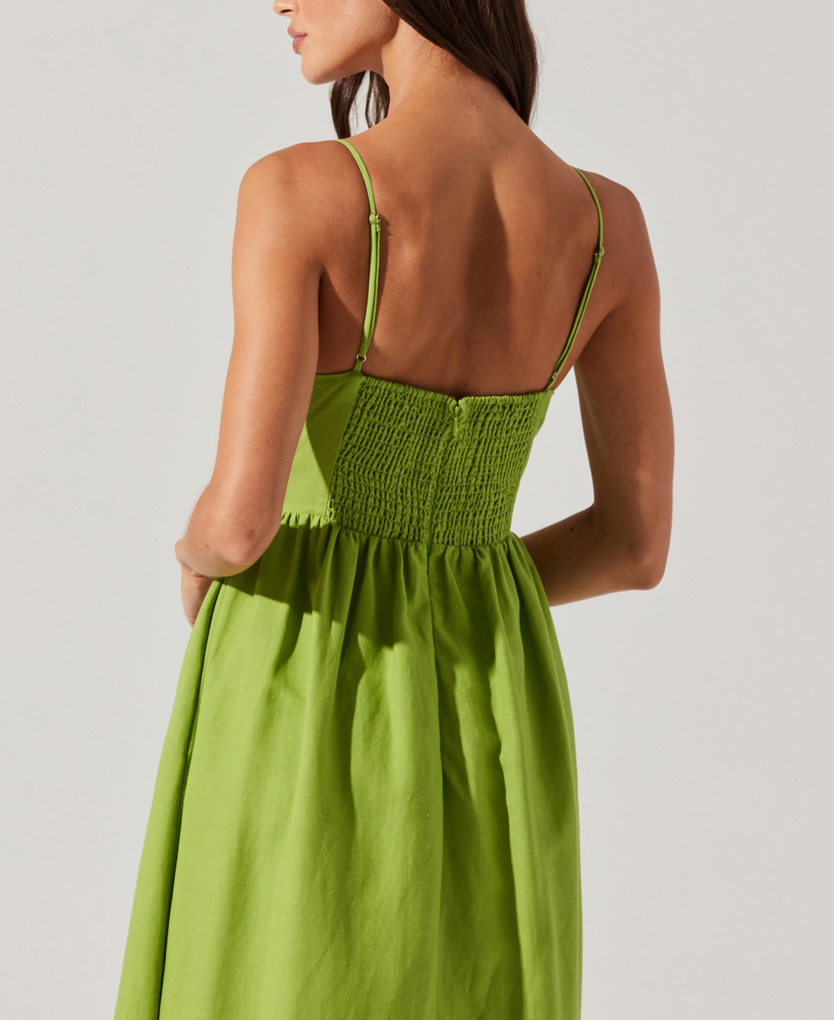 Astr The Label Kaidi Ramie Blend Midi Sundress In Green