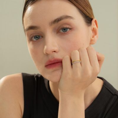 Thin Crystal Band Ring, Minimalist, Dainty, Stackable