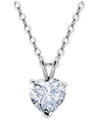 Cubic Zirconia Heart Pendant Necklace in 18k Yellow Gold over Sterling Silver, 16" + 2" extender