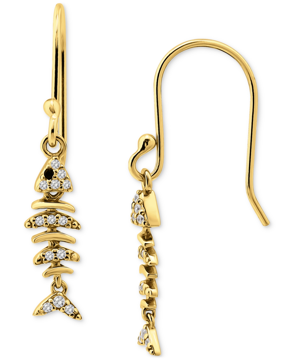 Giani Bernini Pave Fish Drop Earrings In 18k Gold-plated Sterling Silver (also In Sterling Silver), Exclusively At
