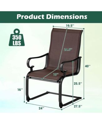 Set of 2 Patio Chairs C-Spring Motion Chairs with Quick-drying & Breathable Fabric