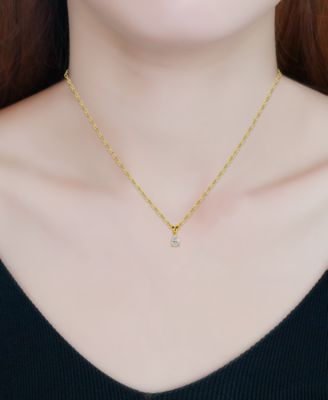 Cubic Zirconia Pear Solitaire Pendant Necklace, 16" + 2" extender, Exclusively at Macy's